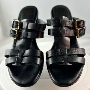 SOFFT Slip-on Black Leather Sandals. 8M.
